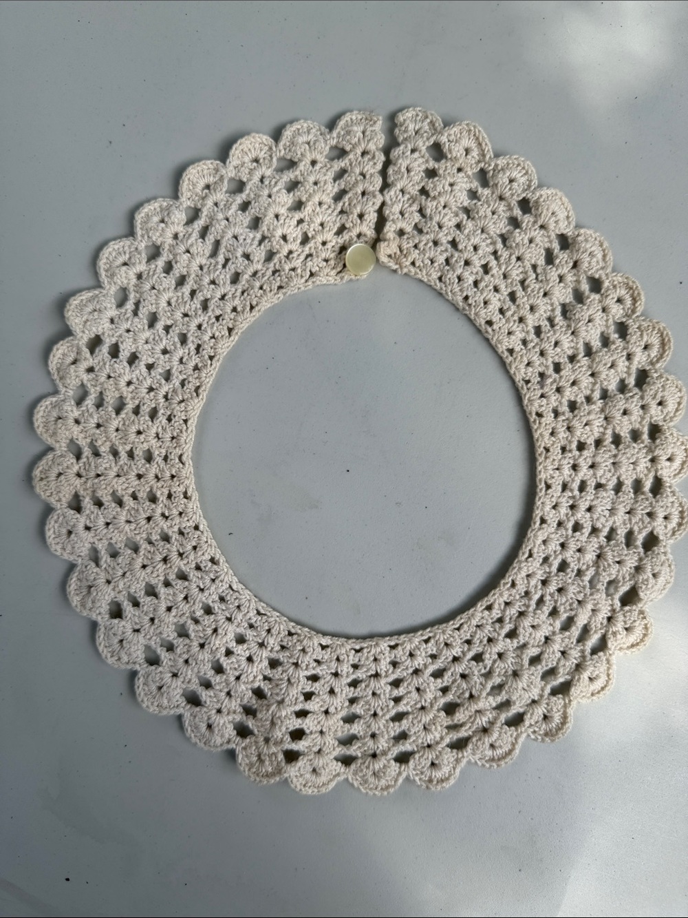 Vintage Cream Crochet Collar Necklace by Vintage
